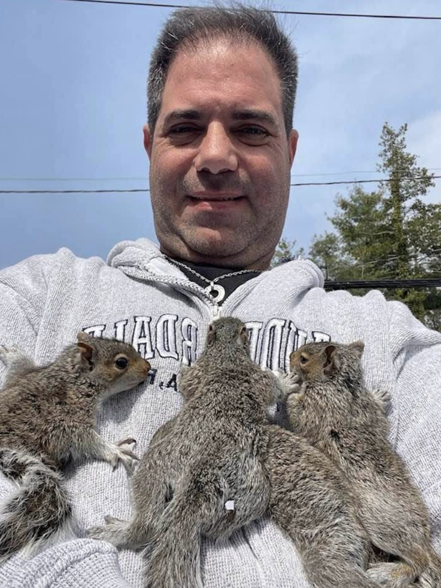 Russell with his grand squirrels
